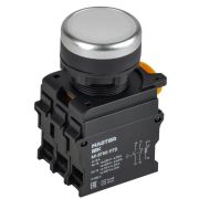 Кнопка d22мм 1НО+1НЗ MASTER с подсветкой и фиксацией бел. IEK MI-BT60-11TD-3-11-K01