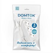Удлинитель 3х3м без заземл. 10А IP20 2.2кВт ПВС 2х1 бел. DOMTOK 2351