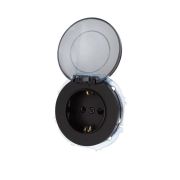 Розетка 1-м СП OSEN с заземл. с крышкой ПБТ механизм черн. бархат LEZARD 743-4288-123B