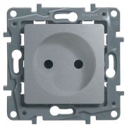 Розетка 1-м СП Etika 16А IP31 250В 2P без заземл. защ. шторки немецк. стандарт винтов. клеммы механизм алюм. IEK 672434