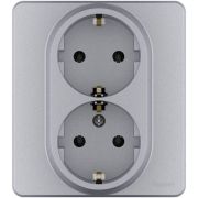 Розетка Inspiria 16А 250В 2х2P+E немецк. стандарт алюм. IEK 673752