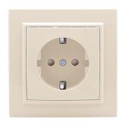 Розетка 1-м СП Минск 16А IP20 с заземл. защ. шторки беж. EKF ERR16-028-200