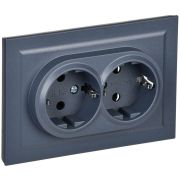 Розетка 2-м СП BRITE РСш12-3-БрМ 16А в сборе с заземл. защ. шторки маренго IEK BR-R24-16-K35-F